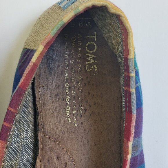 TOMS slip on shoes Womens Size 9.5 multicolor plaid - Picture 2 of 7